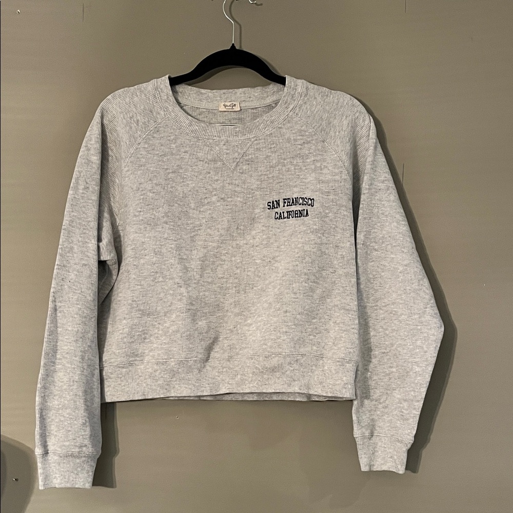 Brandy Melville/J.Galt Gray Cropped California Long Sleeve Shirt, W  Medium